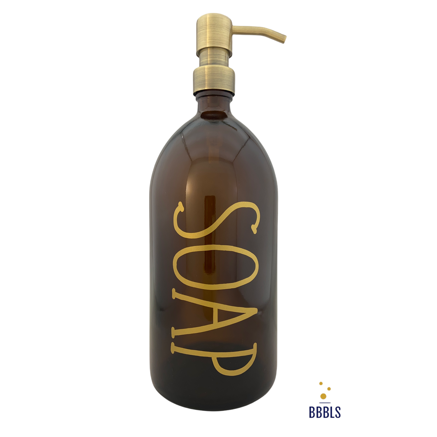 Soap 1000ml amber glas dispenser met gouden RVS pomp