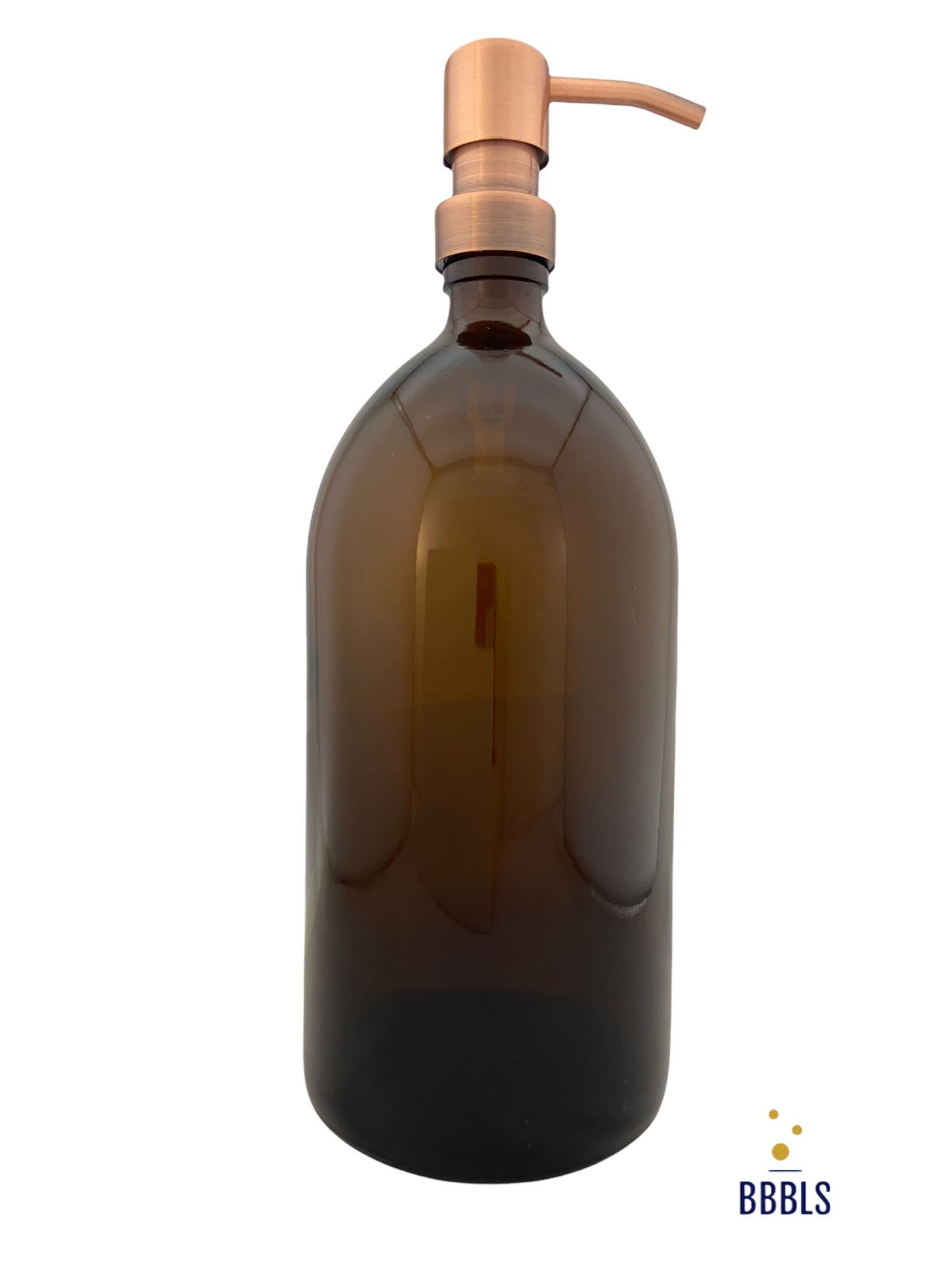 1000ml amber glas dispenser met RVS koperen pomp