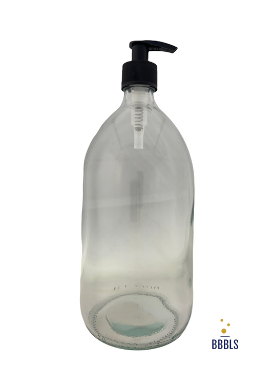 1000ml transparant glas zwart plastic pomp