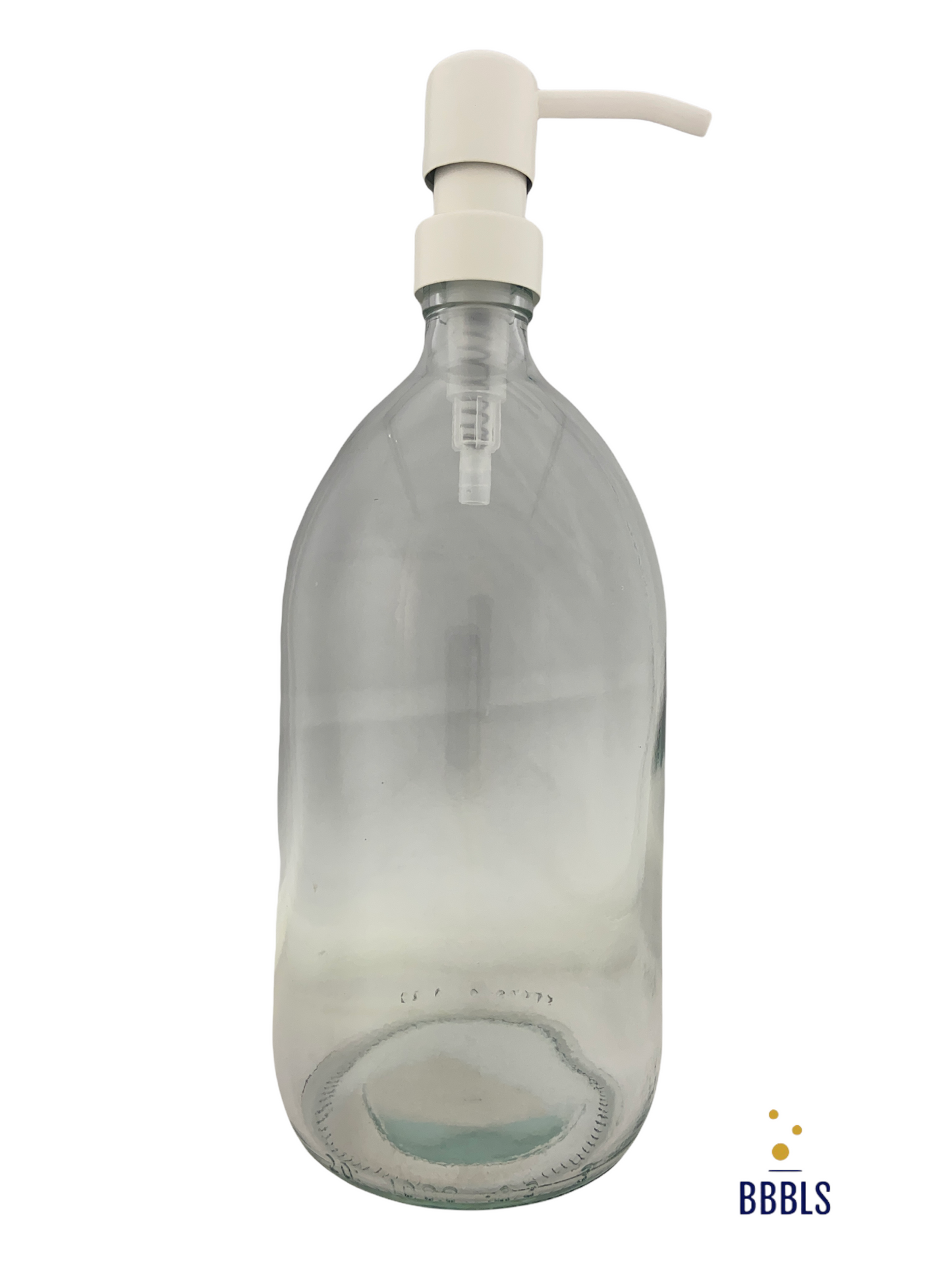 1000ml transparant glas witte RVS pomp