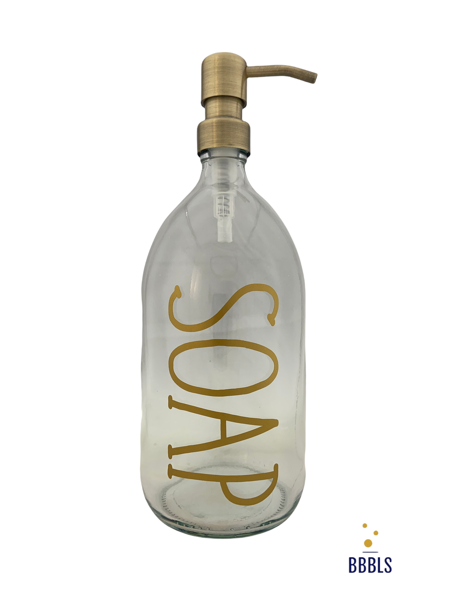 Soap 1000ml transparant glas dispenser met gouden RVS pomp