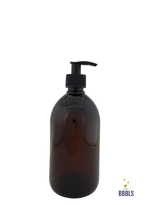 500ml amber PET zwart plastic pomp