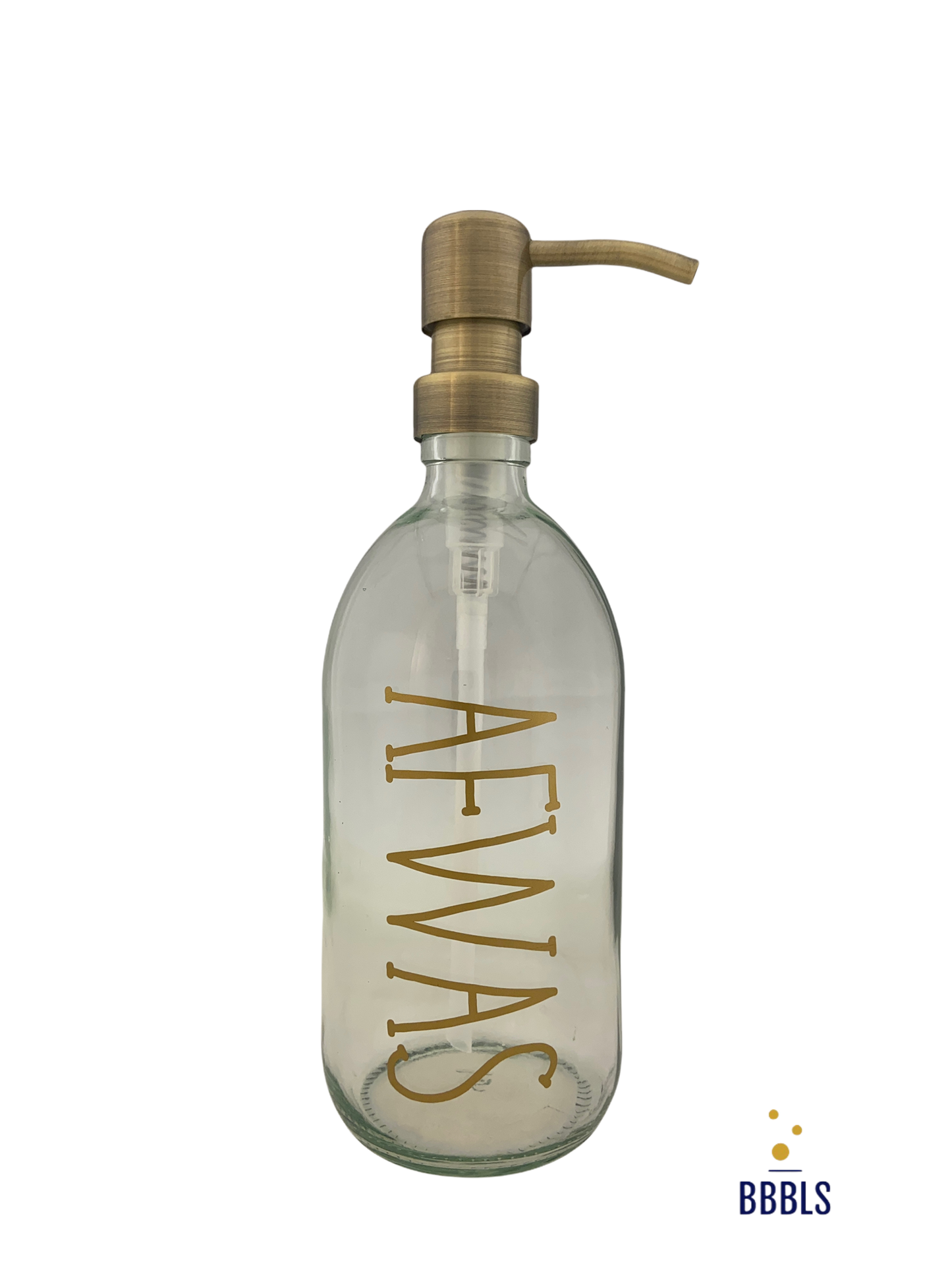 Afwas 500ml transparant glas dispenser met RVS gouden pomp