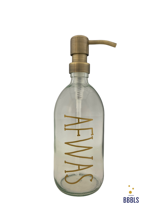 Afwas 500ml transparant glas dispenser met RVS gouden pomp