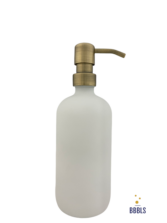 500ml mat wit glas gouden RVS pomp