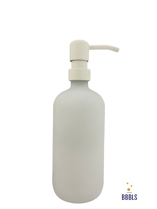 500ml Mat wit glas witte RVS pomp