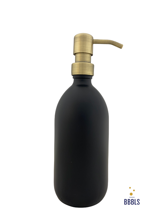 500ml mat zwart glas gouden RVS pomp