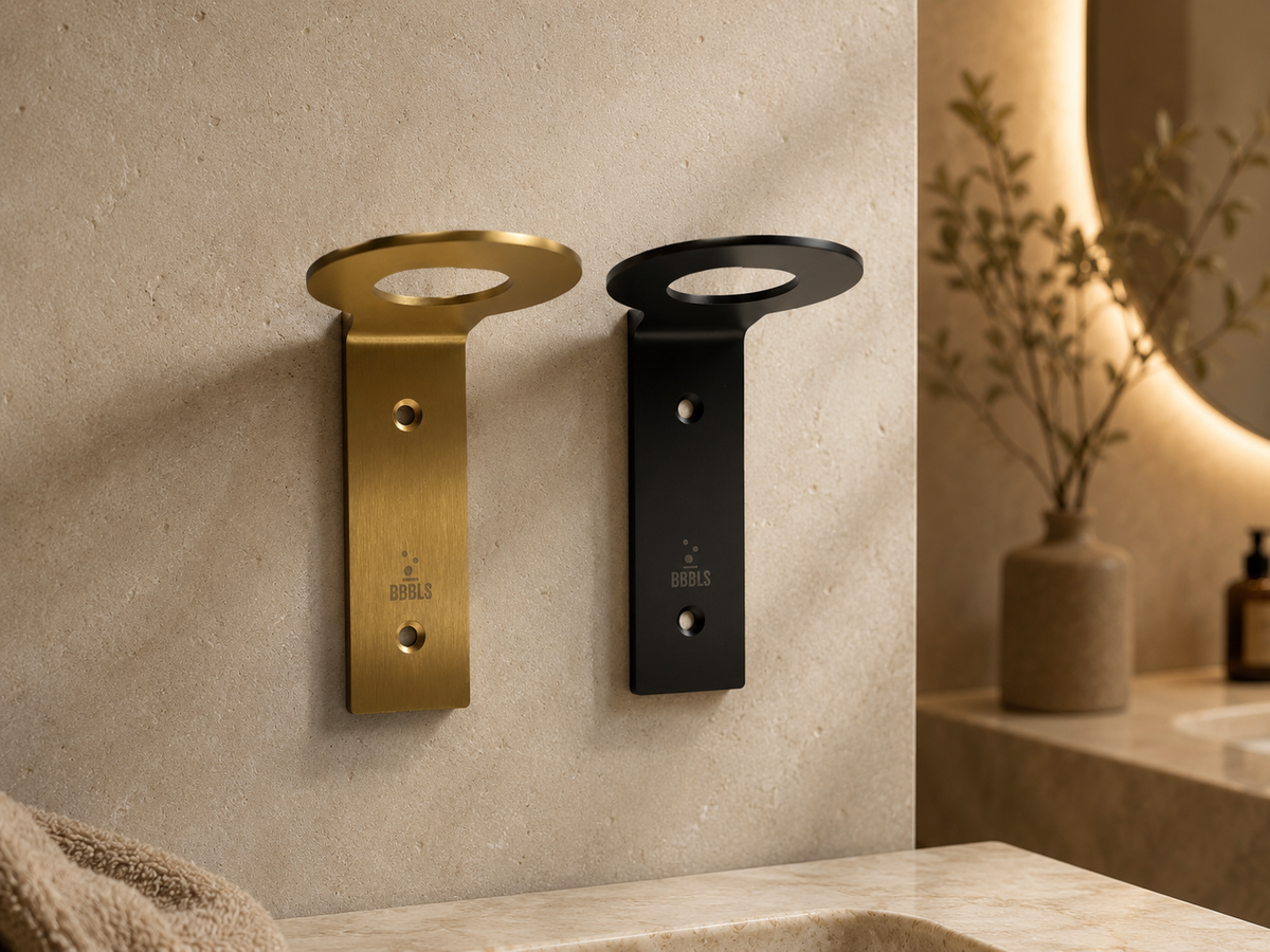 BBBLS® Wandhouder voor Zeepdispenser – RVS/Metaal – Goud of Zwart – 28 mm
